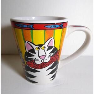 Catzilla Coffee Tea Mug Candace Reiter Designs Fish In Mouth Cats Vintage 2003